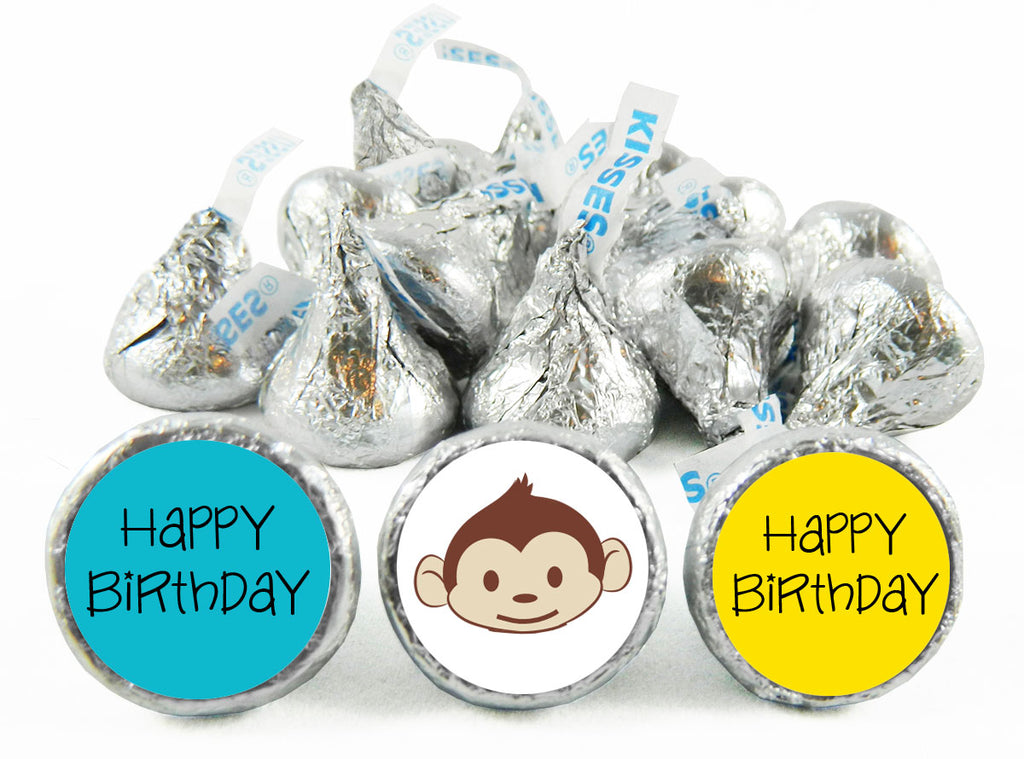Mod Monkey Birthday Party Labels for Hershey's Kisses