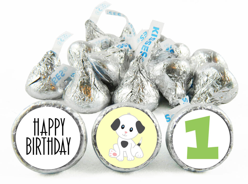 1st Birthday Puppy Birthday Party Labels for Hershey's Kisses