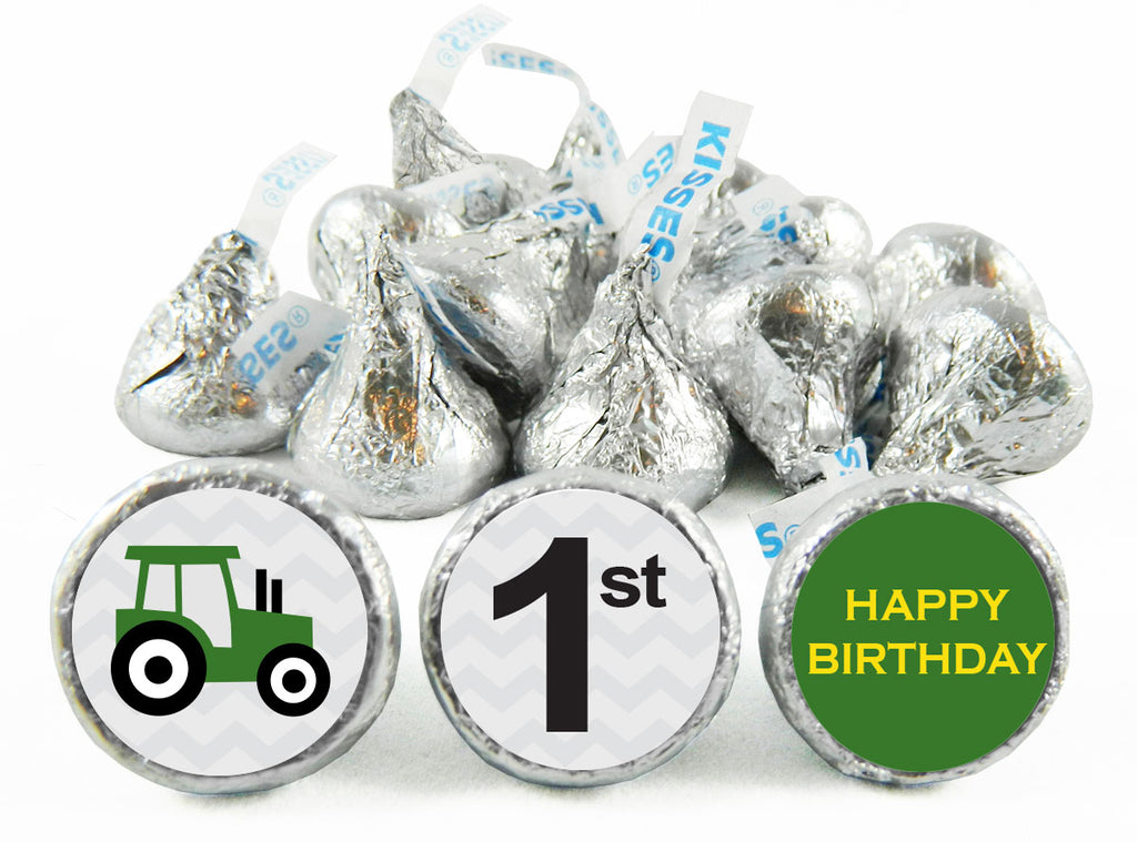 1st Birthday Tractor Birthday Party Labels for Hershey's Kisses