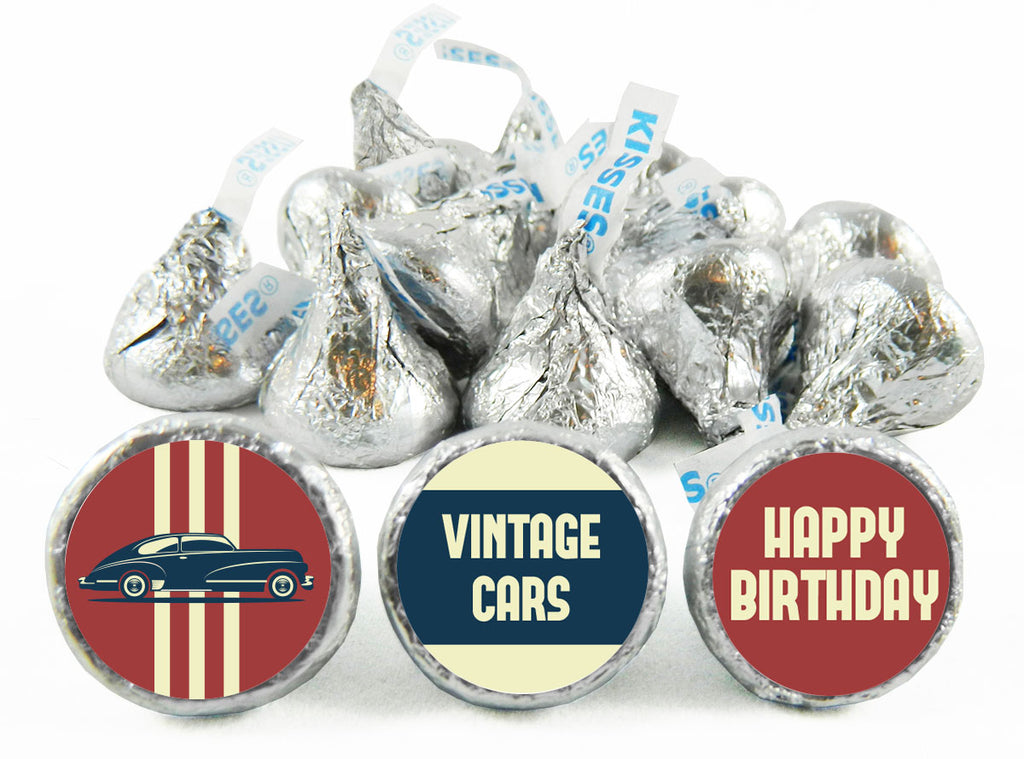 Vintage Car Birthday Party Labels for Hershey's Kisses