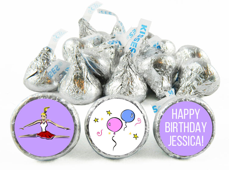 Gymnastics Party Girl Birthday Labels for Hershey's Kisses