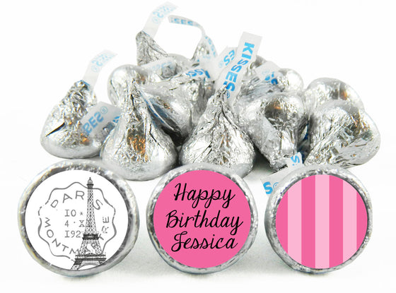 Paris Party Birthday Labels for Hershey's Kisses