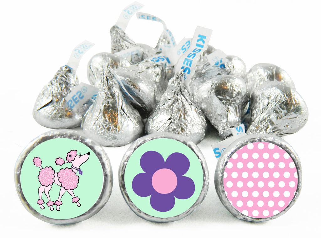 Pink Poodle Party Birthday Labels for Hershey's Kisses
