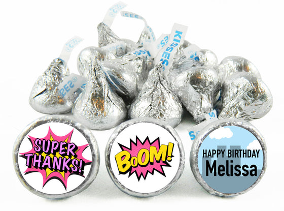 Super Hero Girl Birthday Party Labels for Hershey's Kisses