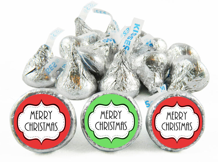 Merry Christmas Stamp Labels for Hershey's Kisses