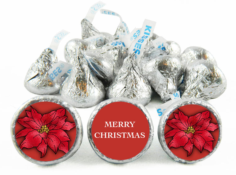 Poinsettia Christmas Labels for Hershey's Kisses