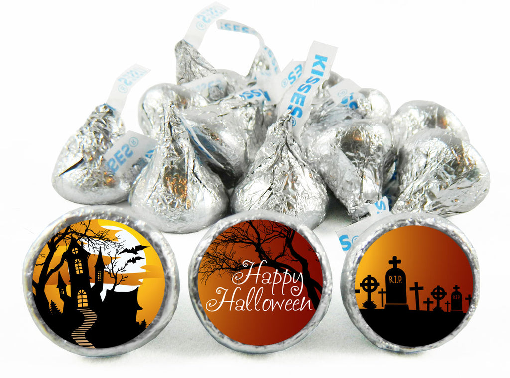 Haunted Hill Halloween Labels for Hershey's Kisses