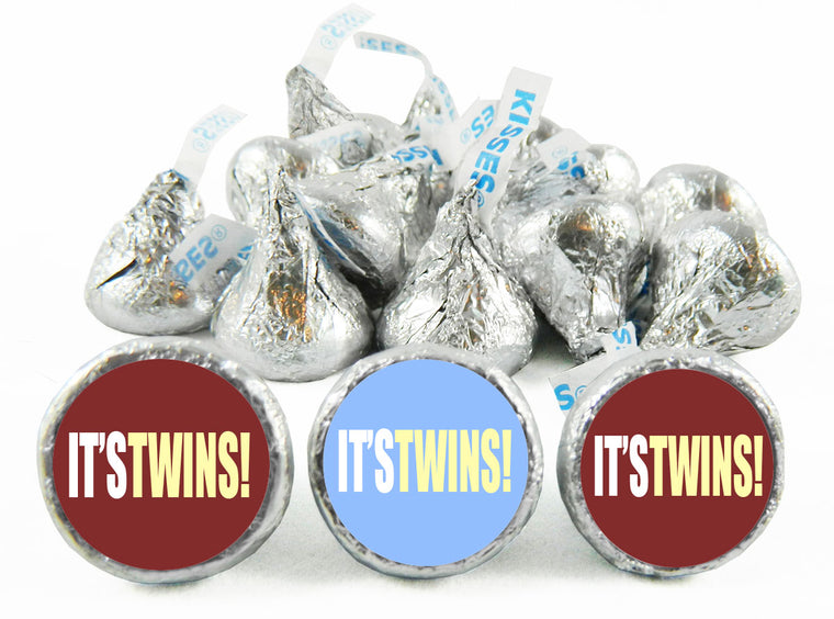 It's Twins! Boy Baby Shower Labels for Hershey's Kisses