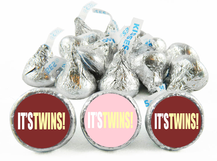It's Twins! Girl Baby Shower Labels for Hershey's Kisses