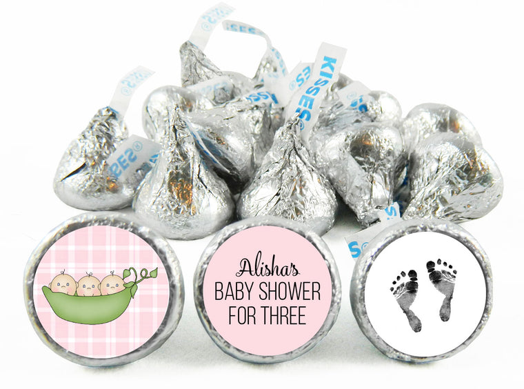 Sweet Pea Triplets Baby Shower Labels for Hershey's Kisses