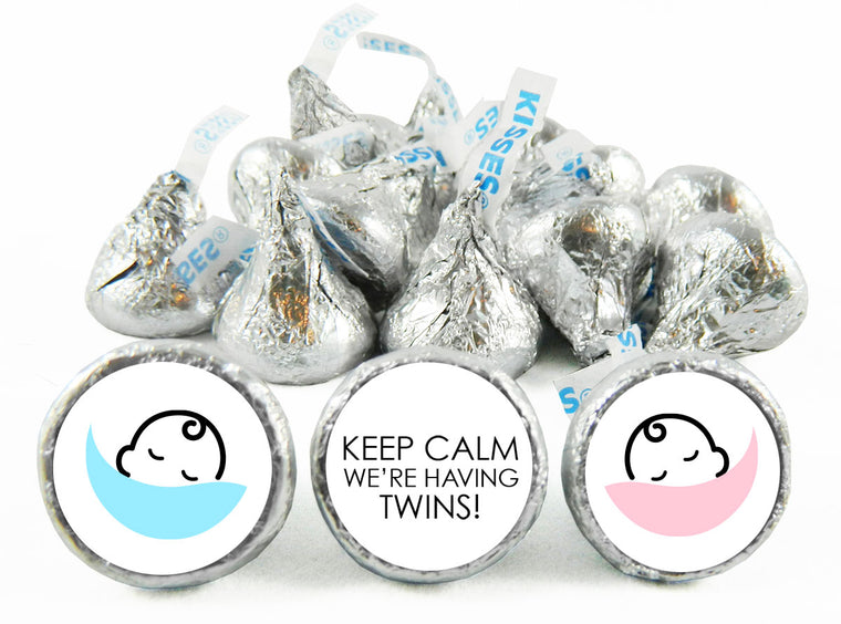 Keep Calm it's Twins! Baby Shower Labels for Hershey's Kisses