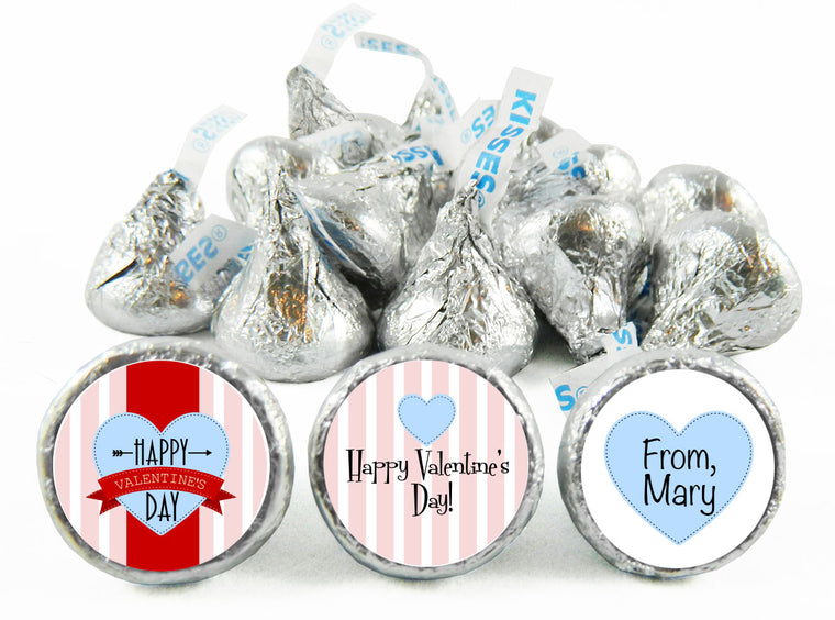 Pink Stripes Valentine's Day Labels for Hershey's Kisses