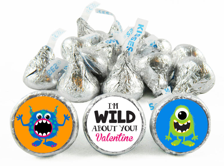 I'm Wild! Monster Valentine's Day Labels for Hershey's Kisses