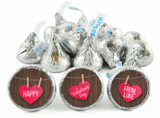 Wood Hanging Hearts Valentine's Day Labels for Hershey's Kisses