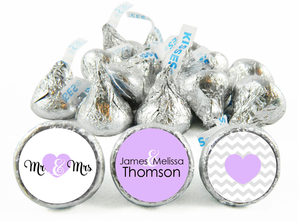 Mr and Mrs Heart Wedding Labels for Hershey's Kisses