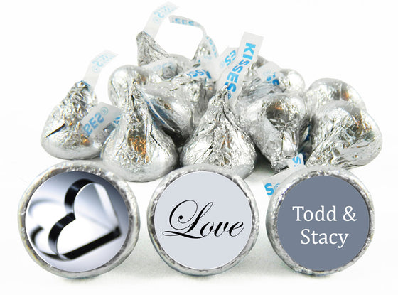 Silver Heart Wedding Anniversary Labels for Hershey's Kisses
