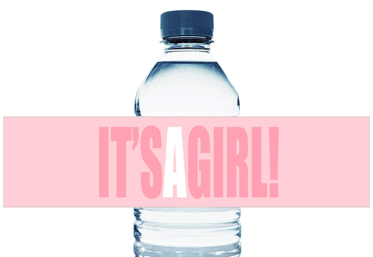 It's a Girl! Personalized Girl Baby Shower Water Bottle Labels