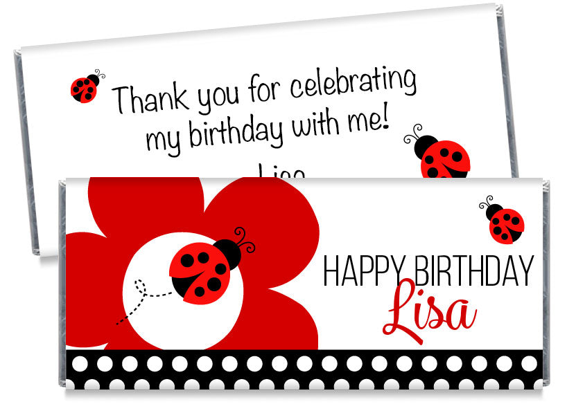 A Fancy Ladybug Party Girl Birthday Candy Bar Wrappers