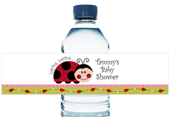 Lady Bug Lady Bug Personalized Girl Baby Shower Water Bottle Labels