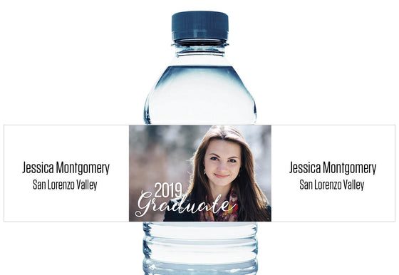 Large Photo Personalize School Graduation Water Bottle Labels