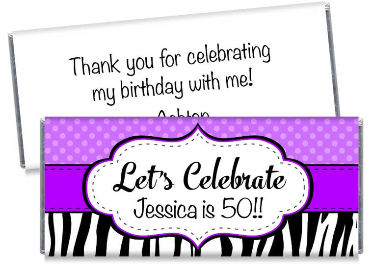 Let's Celebrate Adult Birthday Party Candy Bar Wrappers