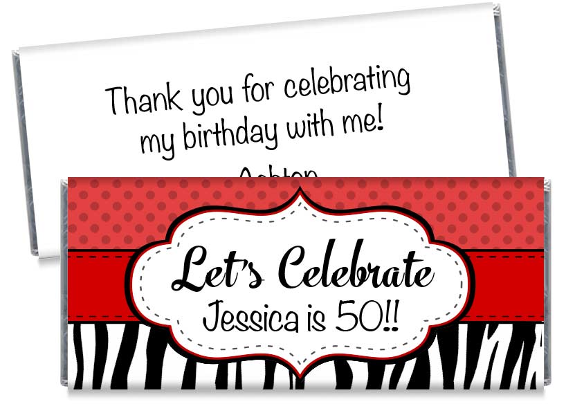 Let's Celebrate Adult Birthday Party Candy Bar Wrappers