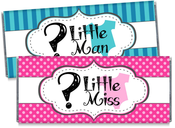Little Miss Little Man Gender Reveal Candy Bar Wrappers