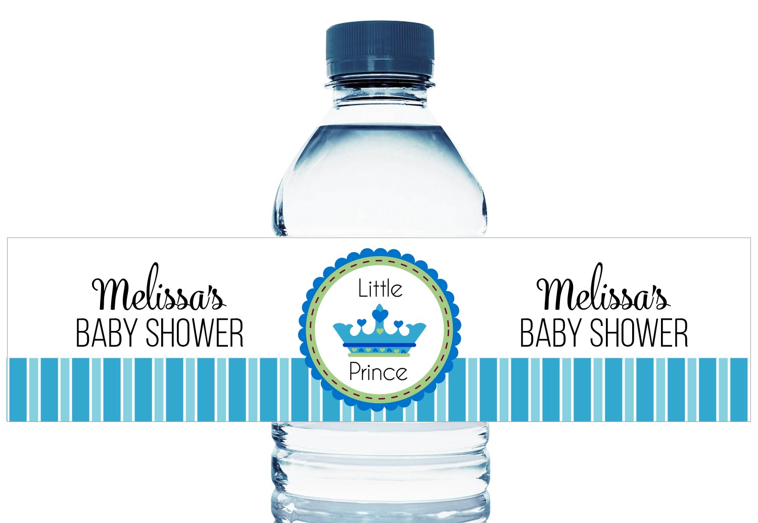 Modern Baby Boy Blue Polka Dots - Personalized Baby Shower Water Bottle  Labels