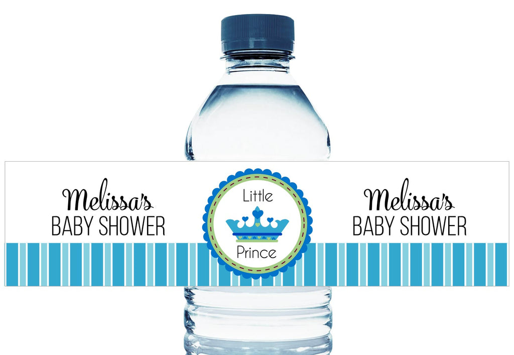 Little Prince Personalized Boy Baby Shower Water Bottle Sticker Labels