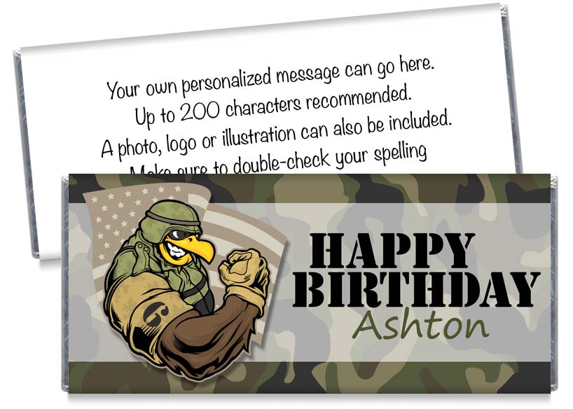 Military Eagle Boy Birthday Party Candy Bar Wrappers
