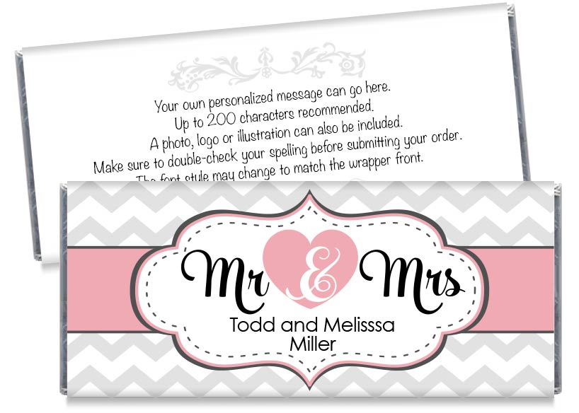 Mr and Mrs Heart Wedding Candy Bar Wrappers