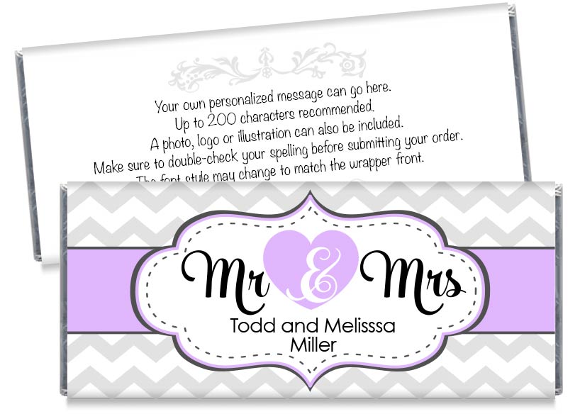 Mr and Mrs Heart Wedding Candy Bar Wrappers
