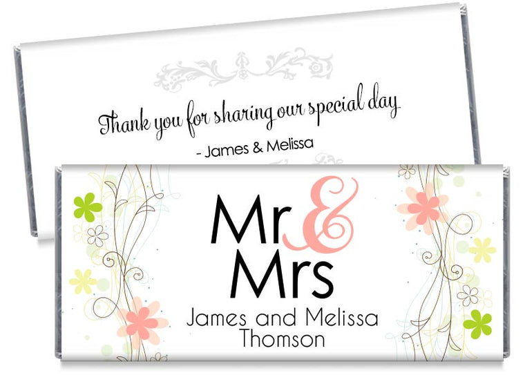 Mr and Mrs Spring Floral Wedding Candy Bar Wrappers