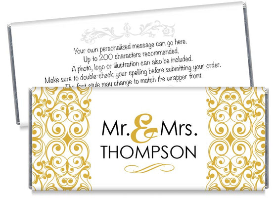 Mr and Mrs Floral Illustration Wedding Candy Bar Wrappers