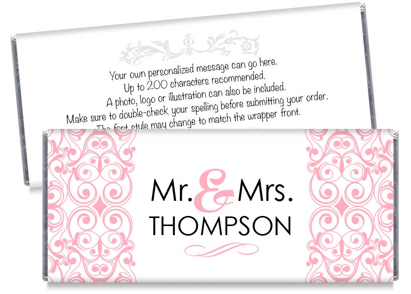 Mr and Mrs Floral Illustration Wedding Candy Bar Wrappers