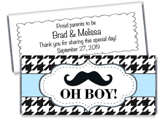 Mustache Oh Boy Boy Baby Shower Candy Bar Wrappers