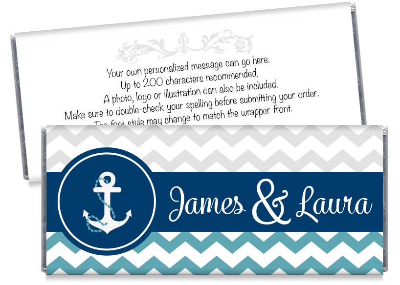 Nautical Blue and Green Wedding Candy Bar Wrappers