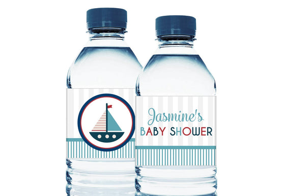 Nautical Boat Personalized Boy Baby Shower Water Bottle Sticker Labels