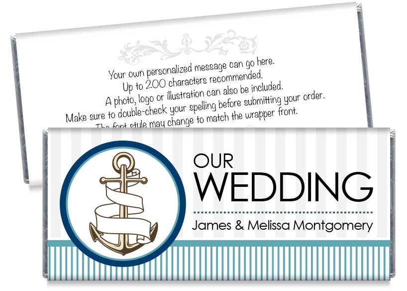 Nautical Stripes Wedding Candy Bar Wrappers