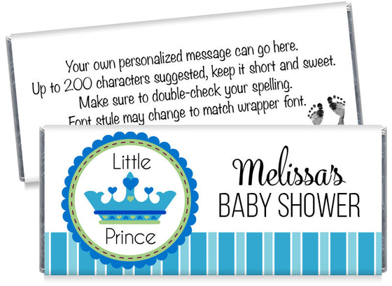 A New Little Prince Boy Baby Shower Candy Bar Wrappers