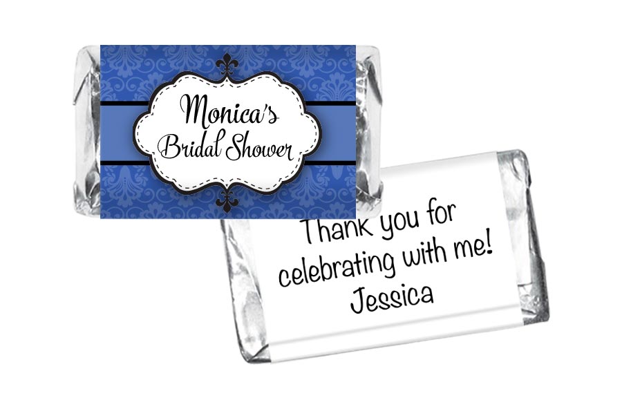 Blue Paisley Bridal Shower Mini Bar Wrappers