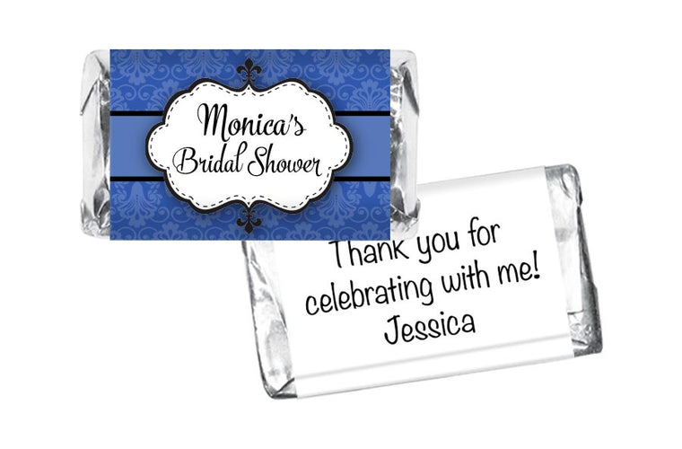 Blue Paisley Bridal Shower Mini Bar Wrappers