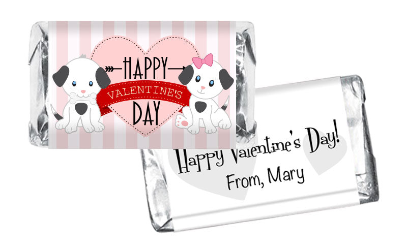 Pink Dog Stripes Valentine's Day Mini Bar Wrappers