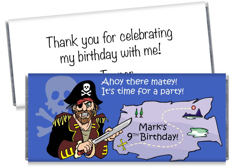 Ahoy Matey Pirate Boy Birthday Party Candy Bar Wrappers