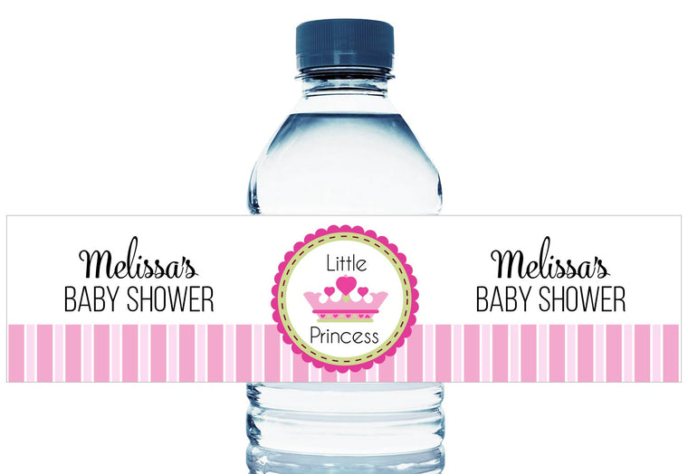 Little Princess Personalized Girl Baby Shower Water Bottle Labels