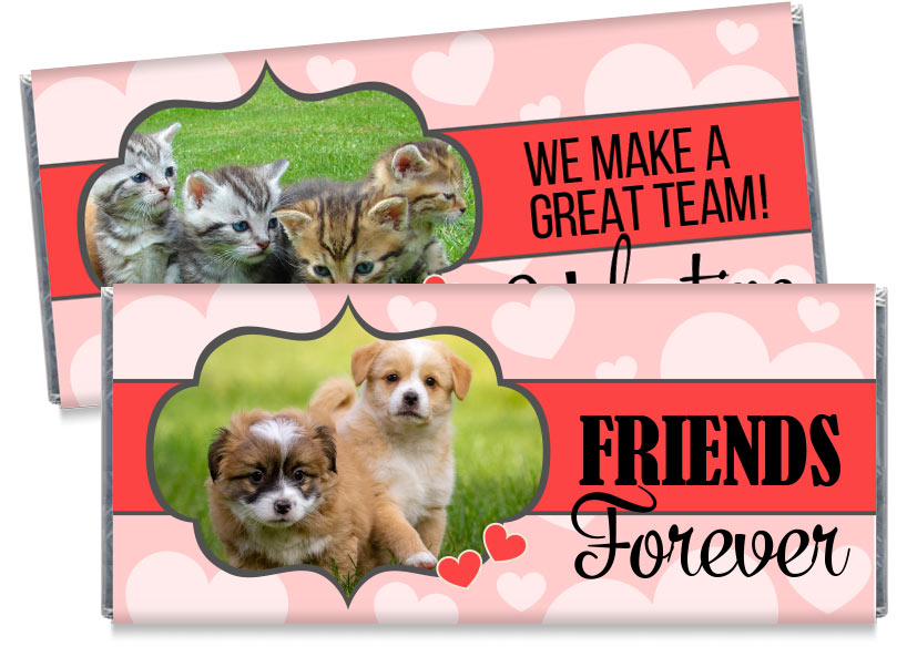 Puppies and Kitties Valentine's Day Candy Bar Wrappers