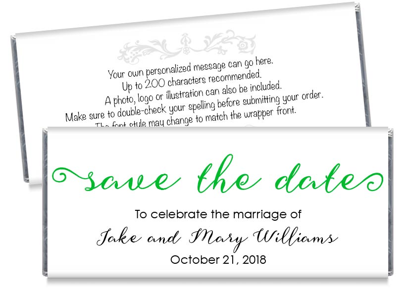 Save the Date Script Wedding Candy Bar Wrappers - CandyBarWrappers.com