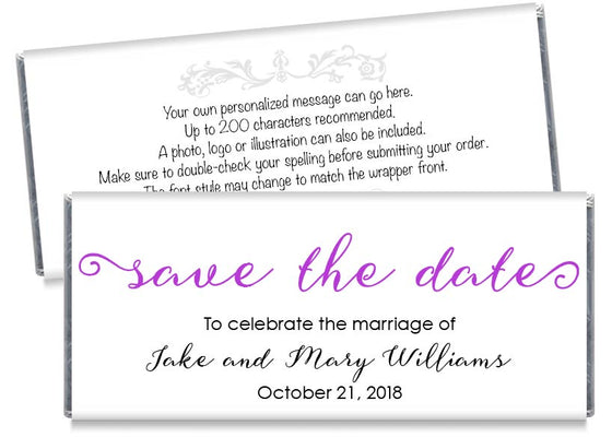 Save the Date Script Wedding Candy Bar Wrappers