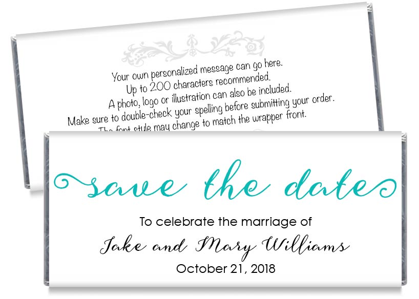 Save the Date Script Wedding Candy Bar Wrappers - CandyBarWrappers.com