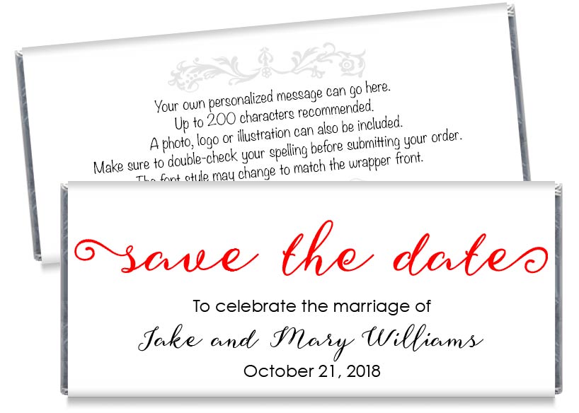 Save the Date Script Wedding Candy Bar Wrappers - CandyBarWrappers.com